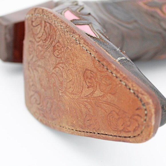 Rudel Tall Leather Inlay Boots Cowboy Cowgirl Snip Toe Boots: Size 6.5 E - Picture 5 of 9